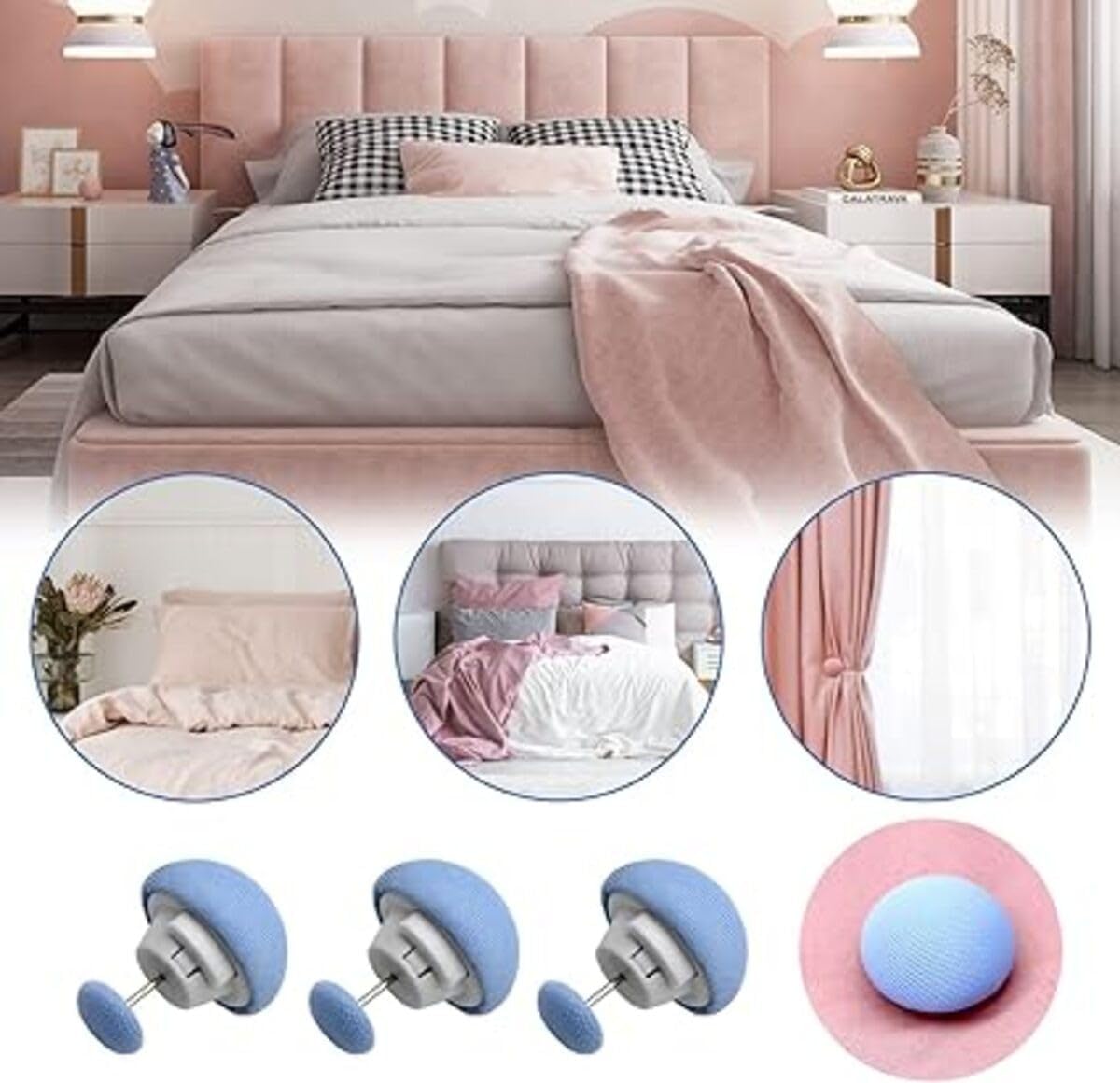 Kanprincess 12 Pcs Duvet Clips Set, Duvet Pins, Duvet Button,Quilt Fixing Clips Duvets Cover Clip Mushroom Round Fixing Clip with Buttons Bedroom Duvet Fix Holder Non-Slip Random Color(Mix) 2