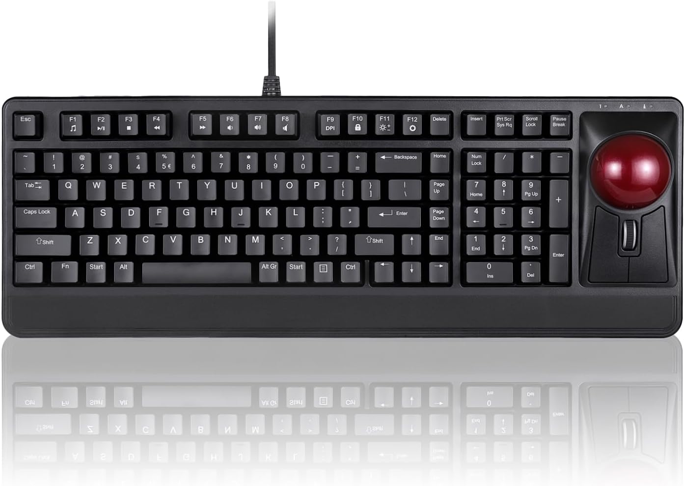 Perixx PERIBOARD-522 Wired Trackball Mechanical Keyboard, Built-in 2.17 Inch Trackball with Pointing and Scrolling Feature, US English Layout