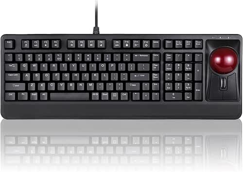 Perixx Periboard-522 Wired Trackball Mechanical Keyboard, Build-in 2.17 Inch Trackball