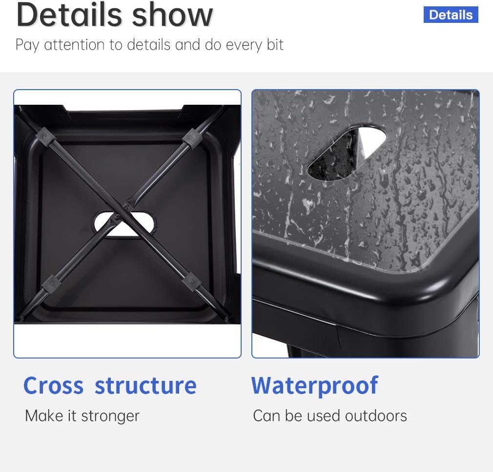 Vnewone 30 Inches Metal Bar Stools Set of 4 Counter Height Barstools Stackable Metal Chairs High Backless Dining Stool Bar Chair for Indoor Outdoor Patio Home Kitchen Black : Patio, Lawn & Garden