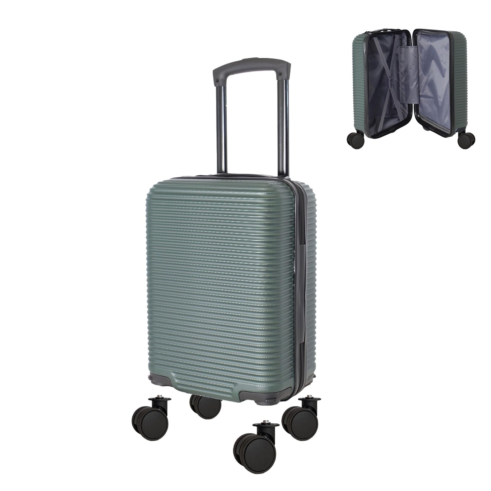 Bordlite Ryanair - Valigia da cabina con ruote staccabili, 40 x 30 x 20 cm, trolley da viaggio sotto il sedile, colore: malva | Pack More & Travel Smart | Trolley leggero, Verde scuro, Cabin, RyanAir