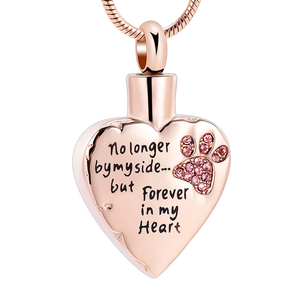 memorial jewelry No Longer by My Side,But Forever in My Heart Carved Locket Cremation Urn Necklace for Pet Dog Cats, 0.79 inch * 1.02 inch, Metal, stainless-steel