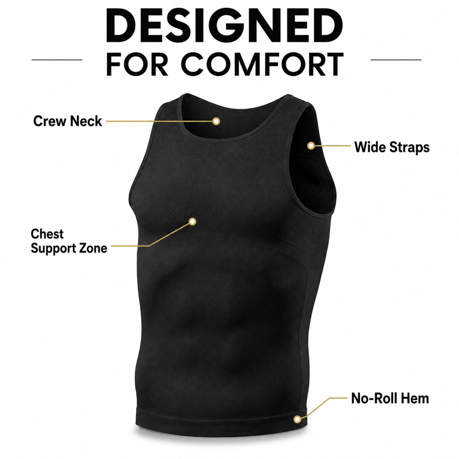 Chaleco de Compresión Hombre, Pack de 2 Compresion sin Mangas para Camiseta Reductora Hombre Body Shaper para Diario y Deportivas