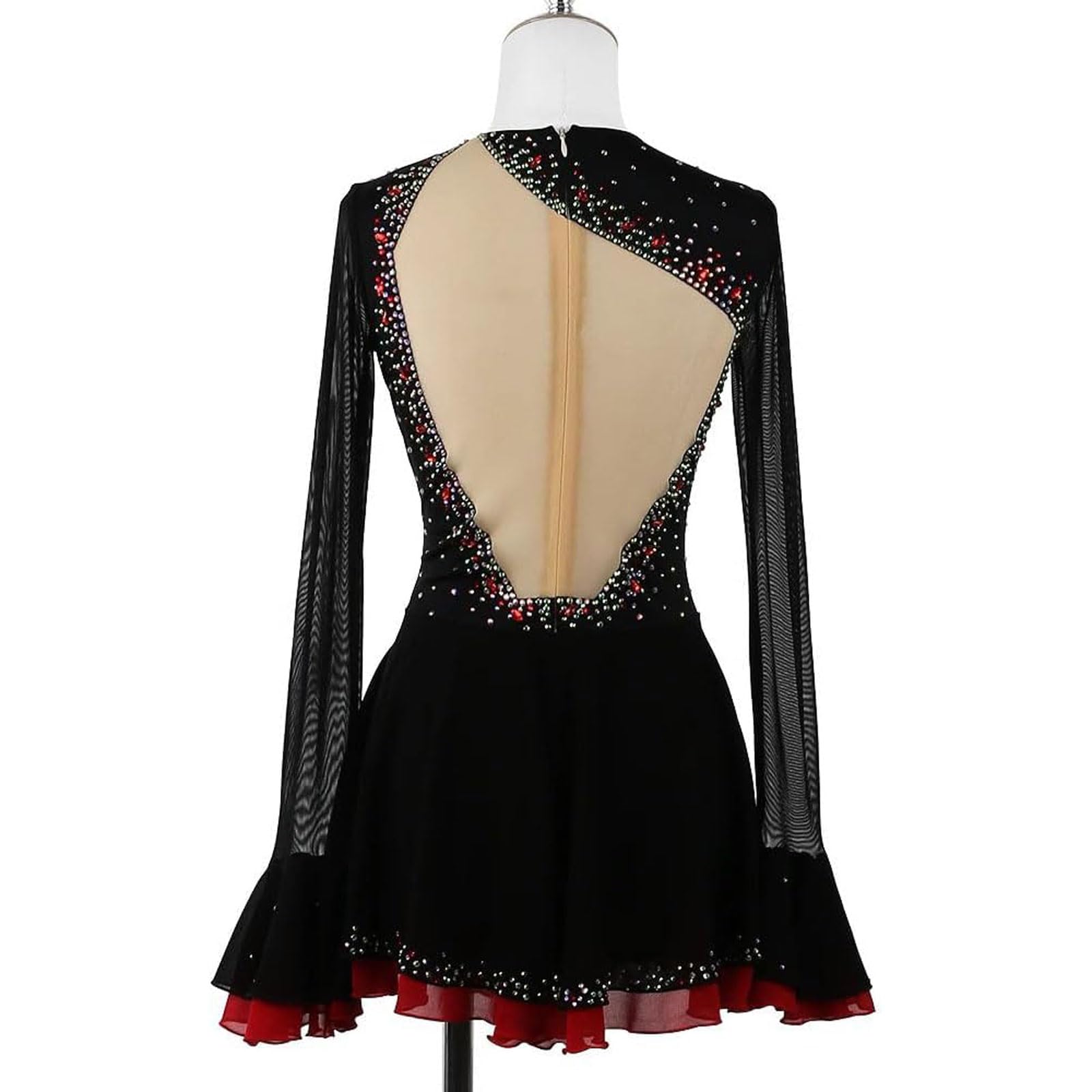 Eisfigur Skaten Kleider Langarm Rollschuhe Leistung Rock Damen Gymnastik Trikot Kleidung Ballett Tanzen Ausbildung Anzug mit Strasssteinen