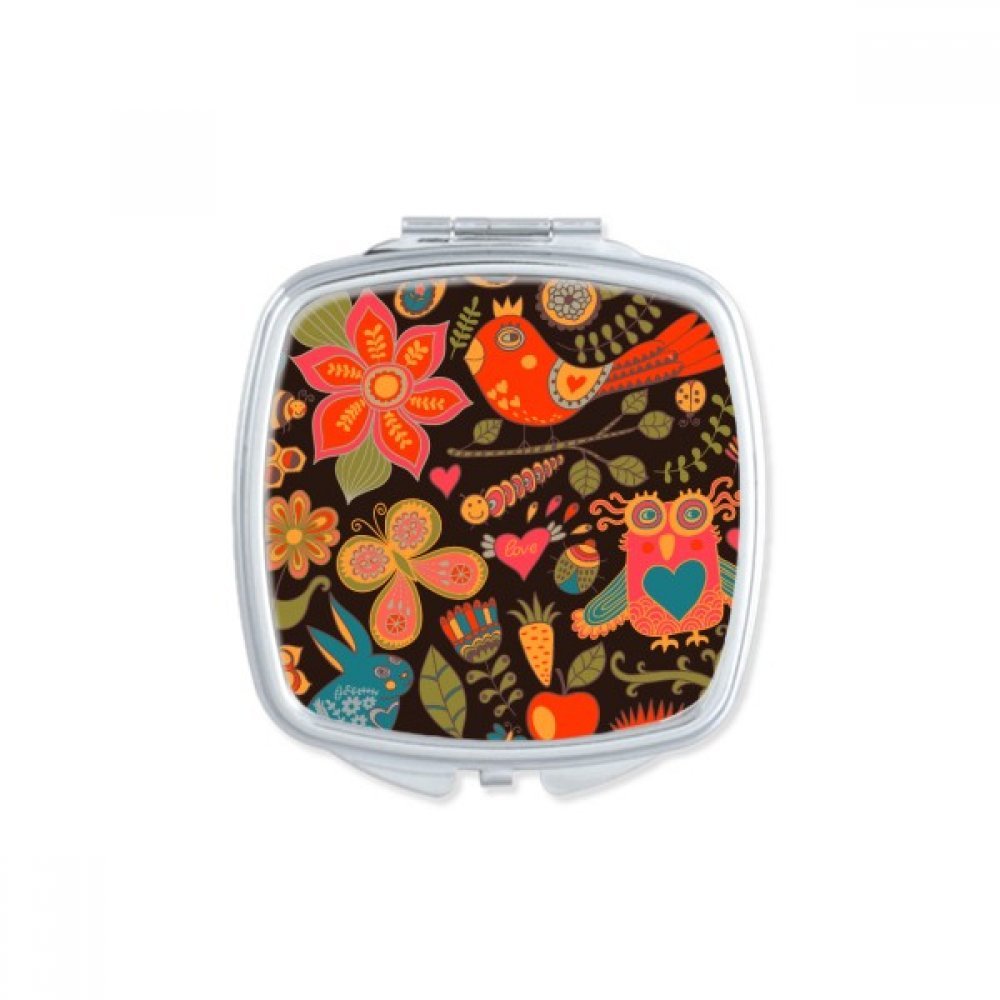 Miroir compact de poche pour le maquillage en voyage avec motif multicolore