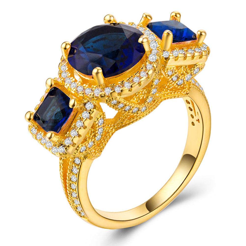CHARHODENZirconia Princess-Cut Center Stone and Created Sapphire Ring, Size 9