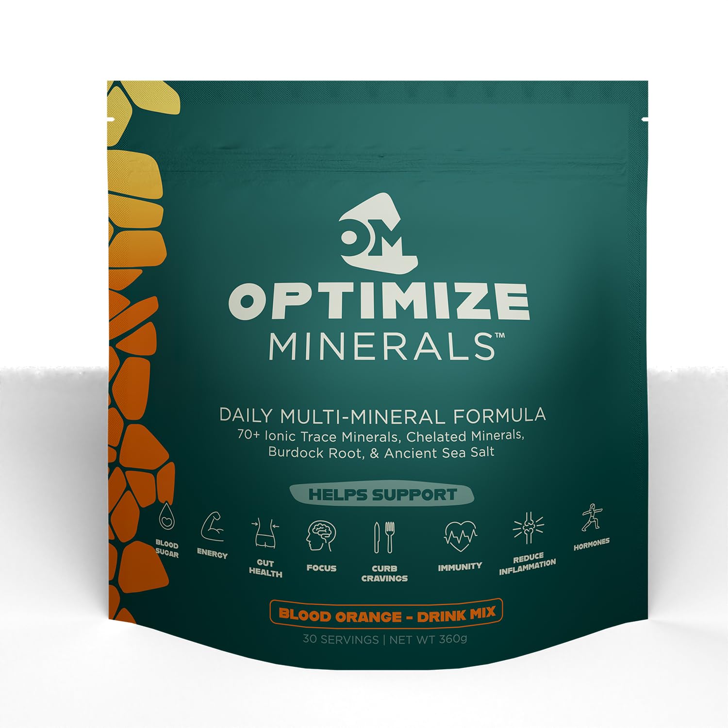 Multi Mineral Daily Formula – Magnesium, Electrolytes & Trace Mineral Supplement Powder - Gluten Free Vitamins Drink for Optimal Wellness - Blood Orange, 30 Servings