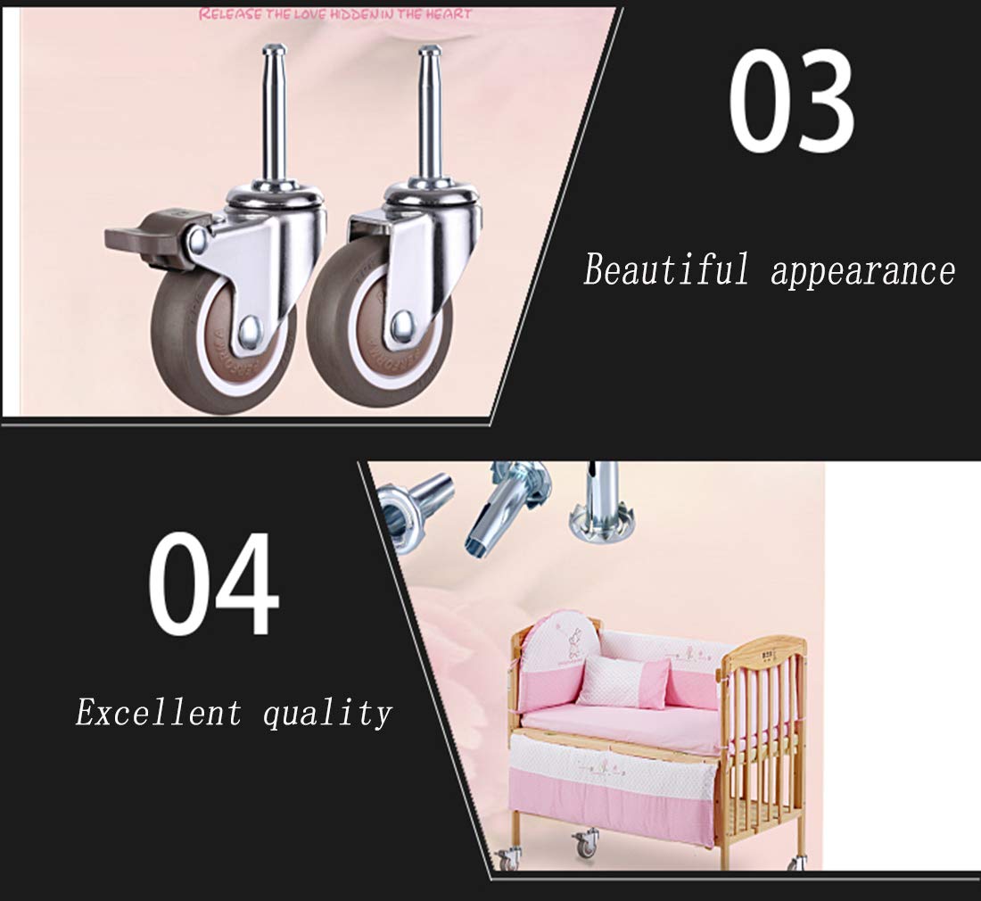 Rotella, Rotella Girevole, Rotella con Freno, Rotelle Girevoli, Rotelle in Gomma Mute da 4 Pezzi con Freno, Rotella per Letto per Bambini Rotelle per Mobili Culla Sostituzione Ruota Universa