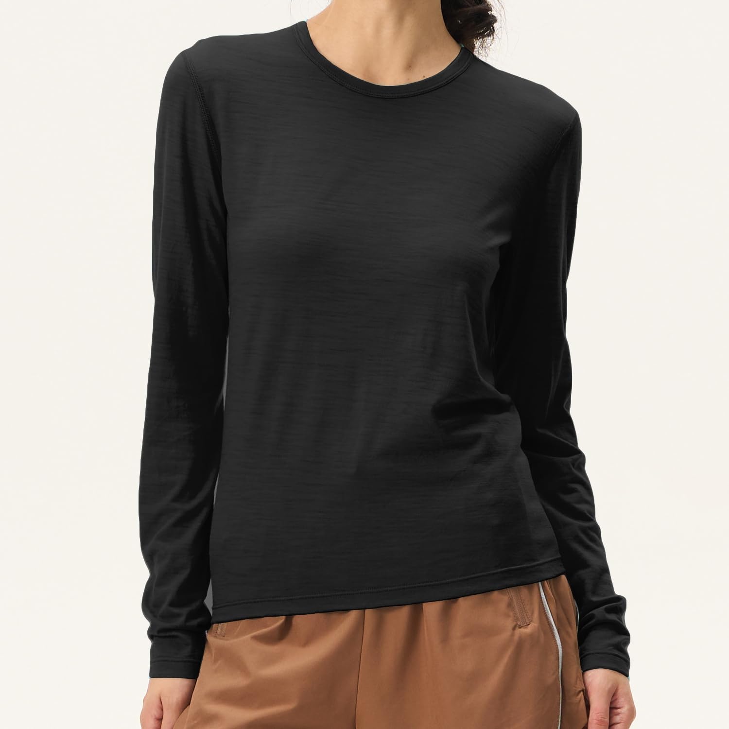 Women’s 100% Merino Wool Base Layer Long Sleeve Top, Soft 15.5 Micron Thermal Shirt.