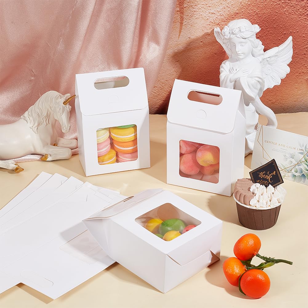 28 Sacchetti Regalo In Carta Con Finestra Trasparente | 15x9.8x5.8 Cm | Con Manici, Riutilizzabili | Per Fiori, Piccoli Regali, Bomboniere - 3