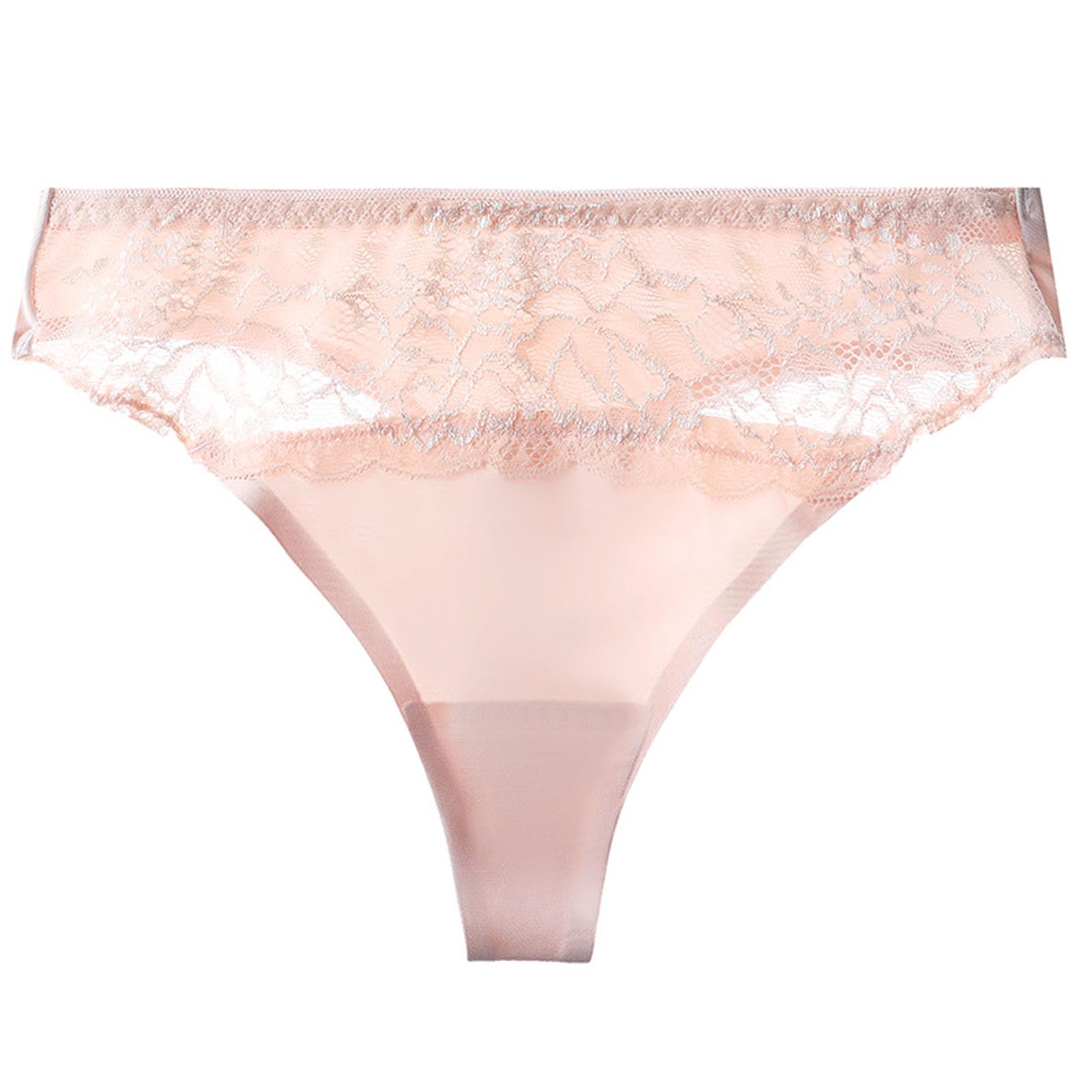 Akklian Womens Underwear Lace Trim T-Back Thongs Smooth Silky Panties Bikini Breathable Lingerie Sexy Low Waist Sheer Briefs