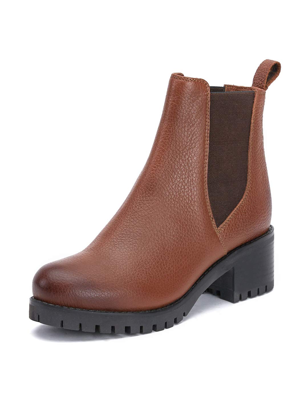 SaintGTan Leather Ankle Boots for Women