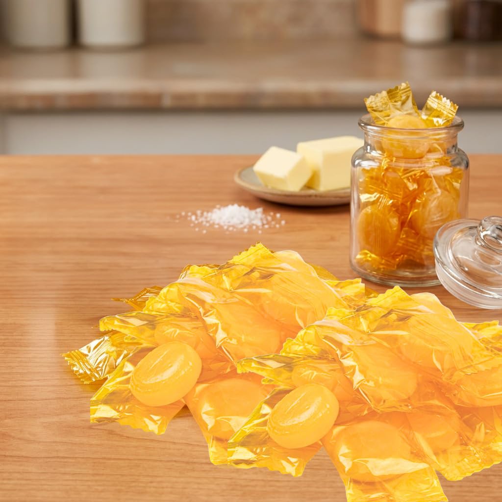 Butterscotch Discs Hard Candy 5 Lbs Bulk Classic Creamy Butterscotch Flavor, Individually Wrapped in Resealable Bag