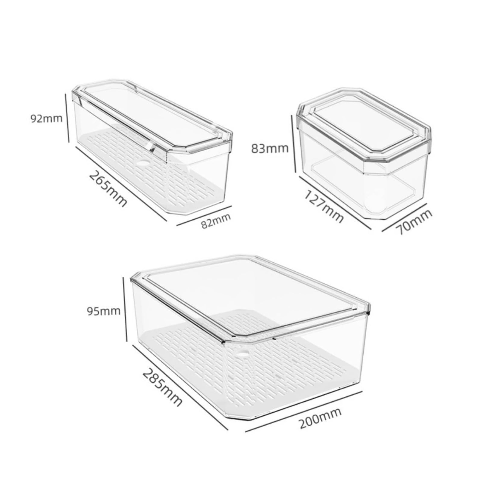 7 Pezzi Contenitore con Vassoio Forato Trasparente Contenitore Impilabile Leggero Organizer da Cucina per Ripostiglio