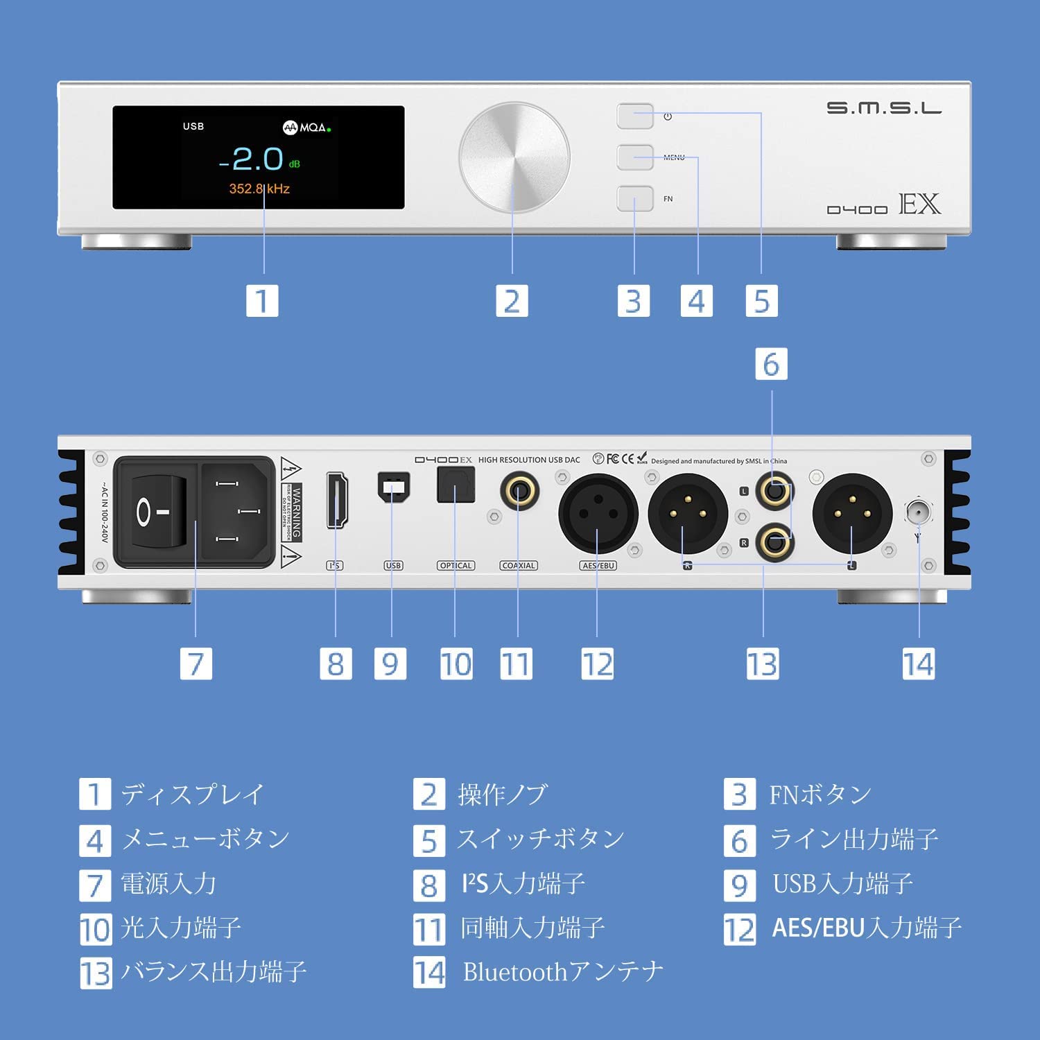 Amazon.co.jp: SMSL D400EX DAC Bluetooth 5.0 Flagship DAC