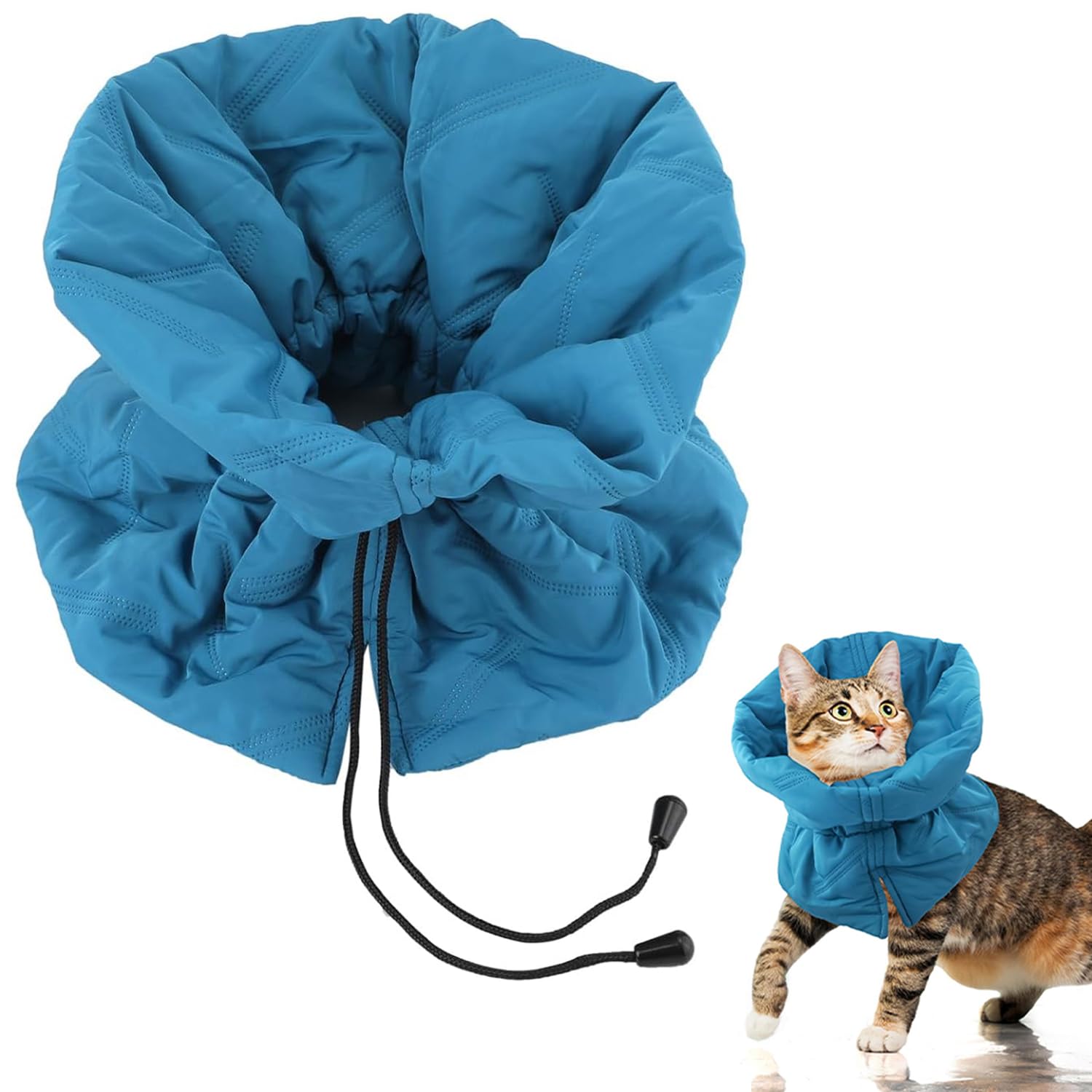 Collar de Recuperación para Gatos, Suave Ajustable Isabelino Protector, Evita Que se Laman - para Gatitos (Azul, S)