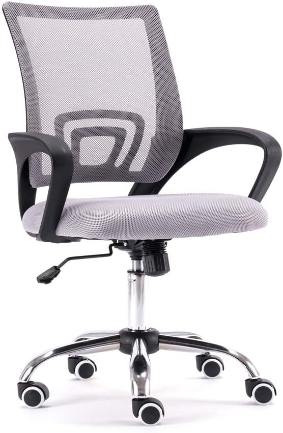 Desk Chair for Kids Teens,Office Computer Study Chair with Low Back & Arm,Adjustable Swivel Chair,Learning Children's Chair for Bedroom (White & Black)