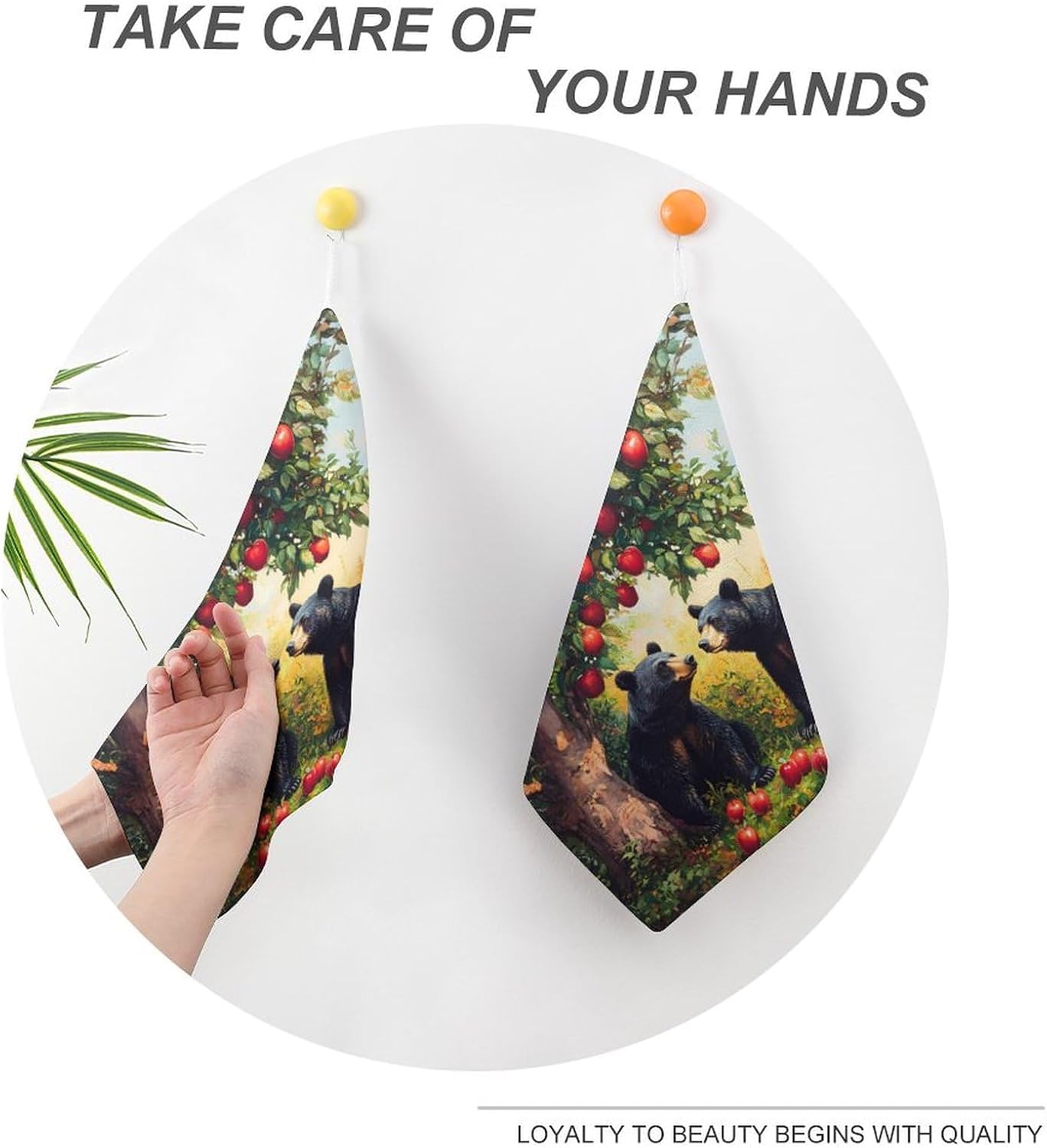 Animal Black Bear Towel Hand Towels Decorative Towel for Bathroom Kitchen Shower Gym 4PCS