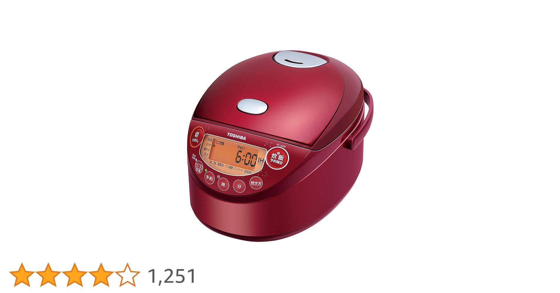 TOSHIBA RC-6XM 炊飯器 赤 炊飯器 東芝 炊飯器 IHジャー 炊飯器 RC-6XM(R) 3.5合炊き 炊飯