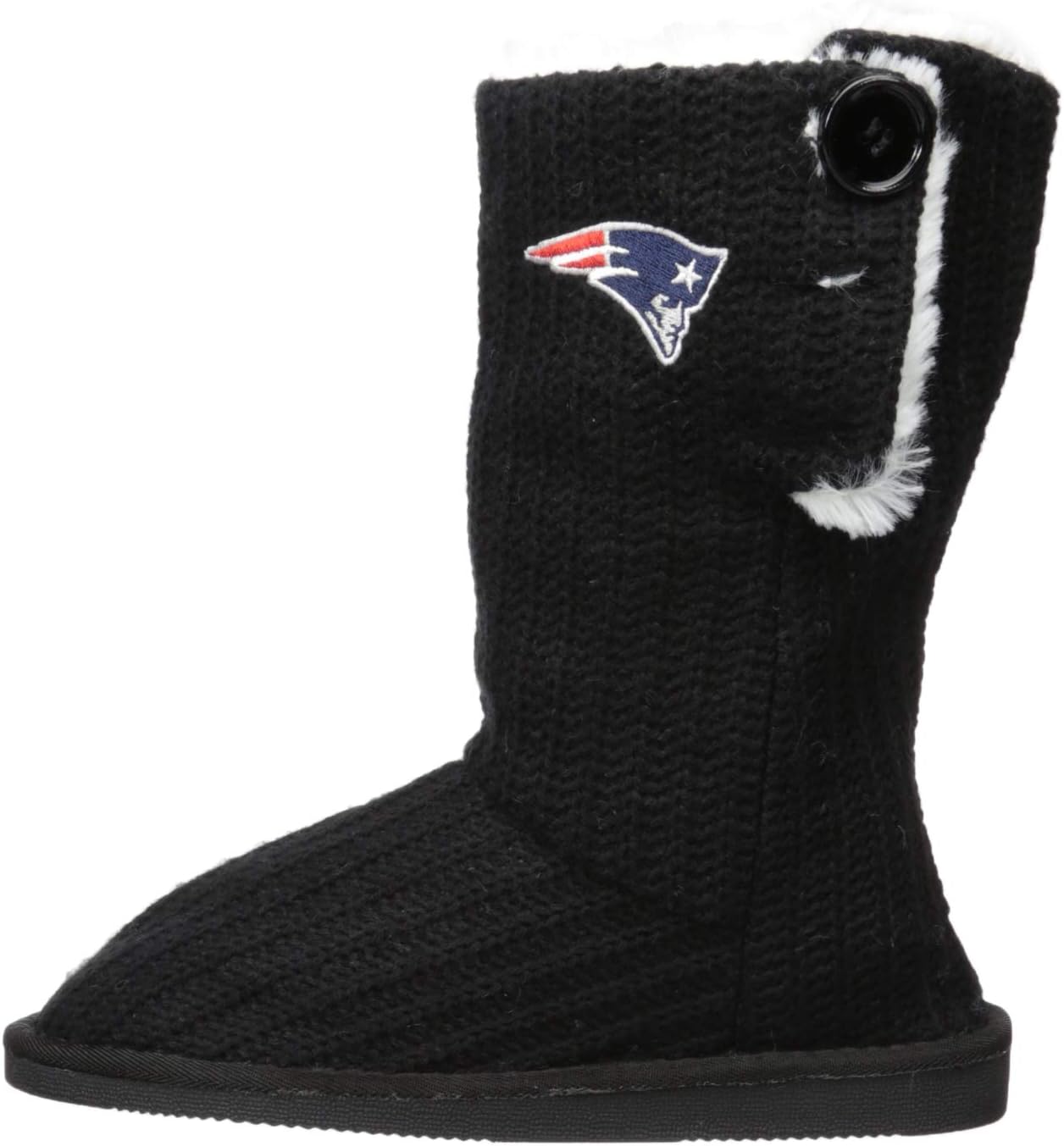 FOCO Womens NFL Team Logo Knit High End Black Button Boots