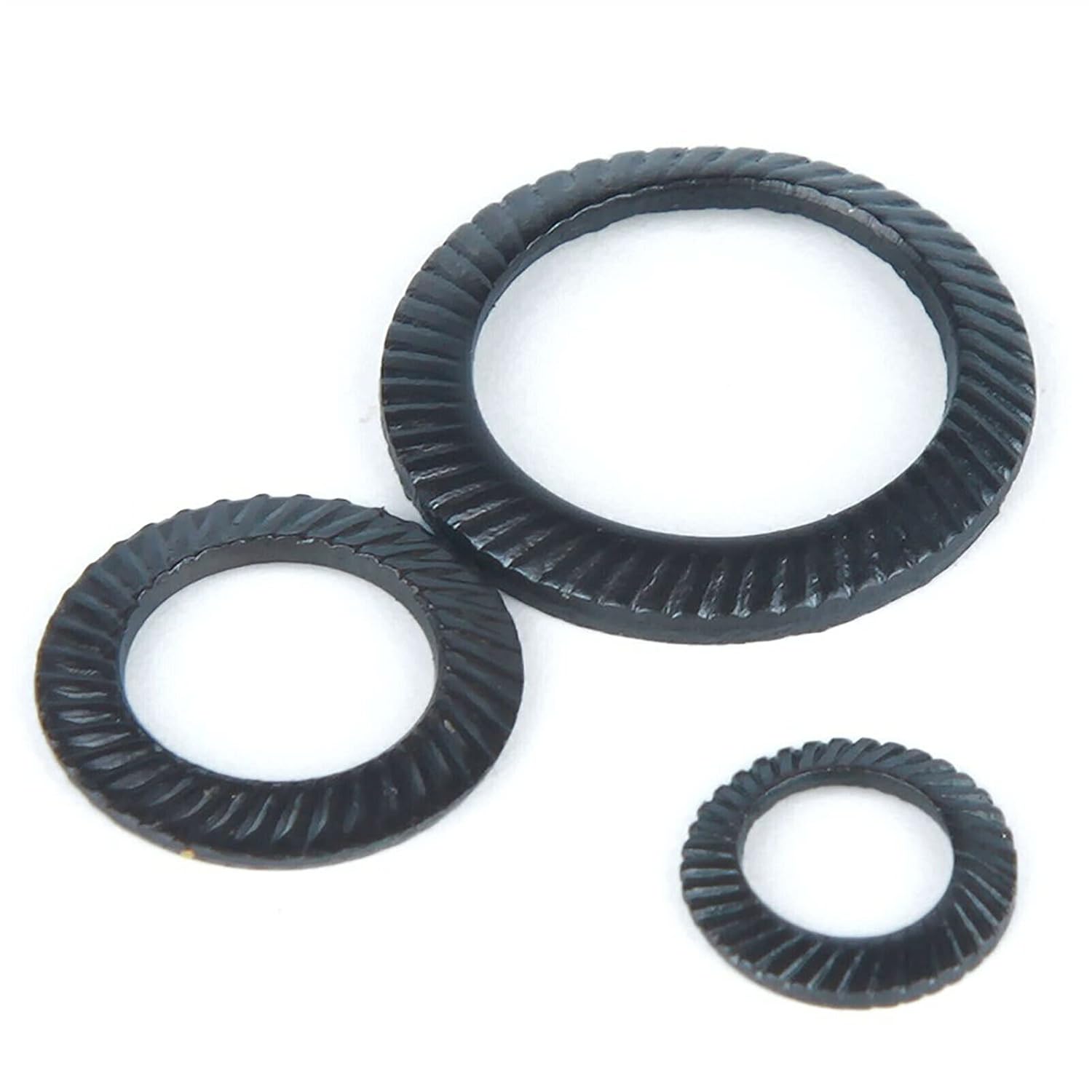 Double Ridges Teeth Safety Locking Washers M3-M42 Black Carbon Steel Spacer Anti Skid Gasket, Good wear Resistance(M18(10pcs))