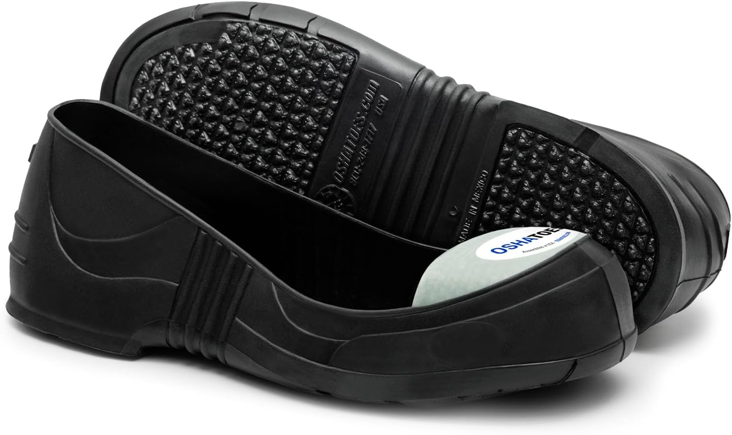Oshatoes Composite (Metal-Free) Safety Toes PVC Overshoe - White Toe Cap - Large, US Shoe Size : Men's 10-11, Women's 12-13