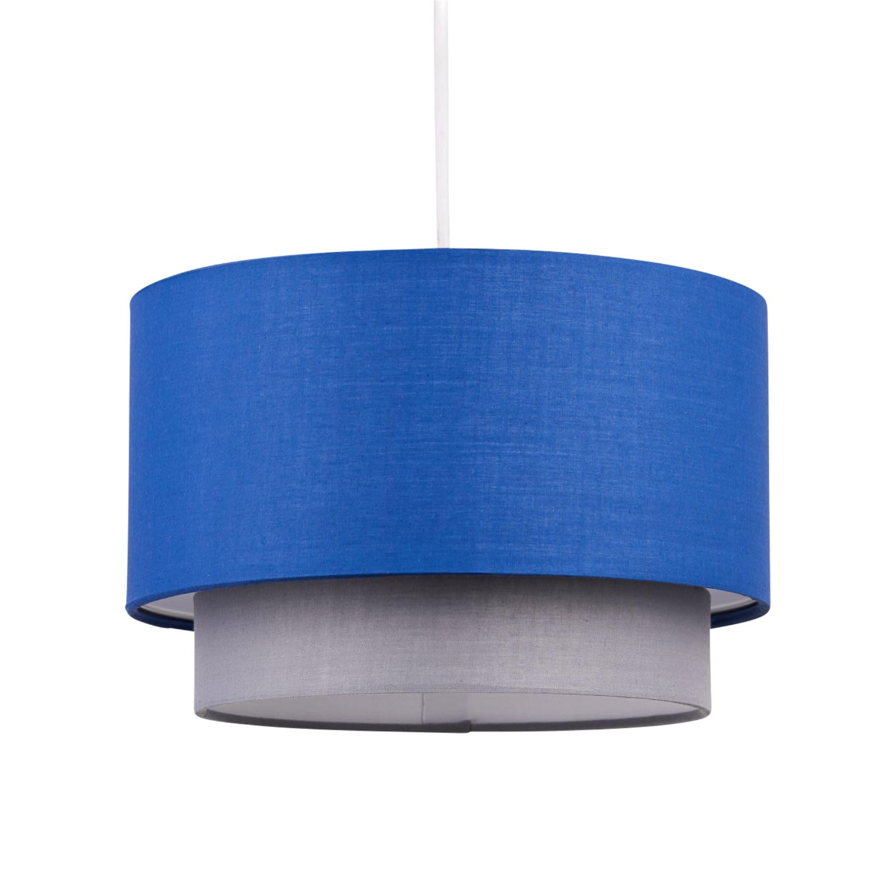 Firstchoicelighting Boys Navy Blue Blue & Grey Modern Ceiling Light Shade Pendant Easy Fit 2 Tier Room Shade