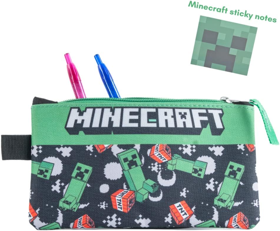 CULTUREFLY Minecraft Backpack with Lunch Box Set for Boys & Girls, 16 inch, 5 Pc. Bundle with Water Bottle & School Supplies