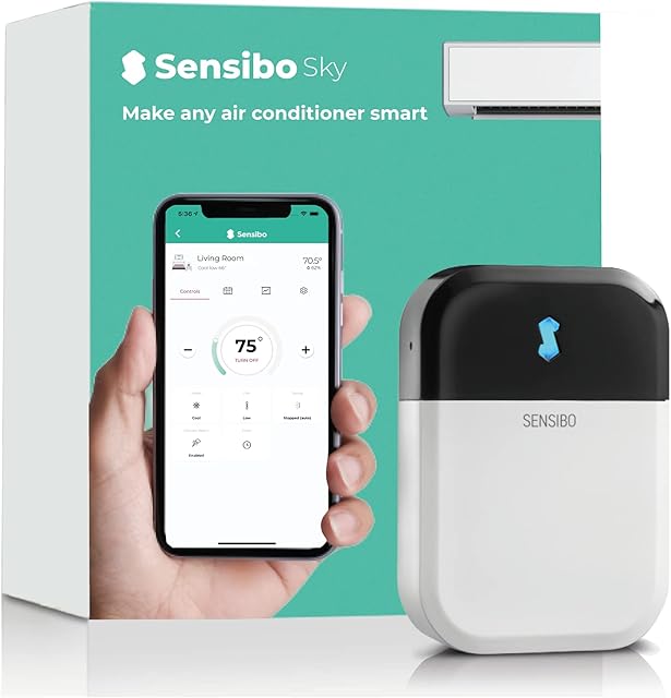 Sensibo Sky, Smart Home Air Conditioner System - Quick & Easy 60-Second Installation. Maintains Comfort with Energy Efficient App - Automatic On / Off. Wifi, Google, Alexa and Siri. (White)