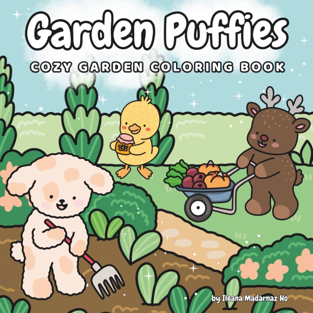 Garden Puffies: A magical adventure coloring book in an enchanted realm