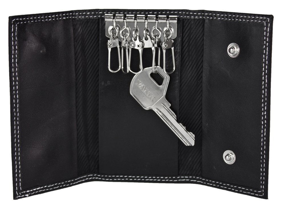 Brown Keychain-Key Holder Wallet Purse 6 Small Keyhooks-Gift Boxed