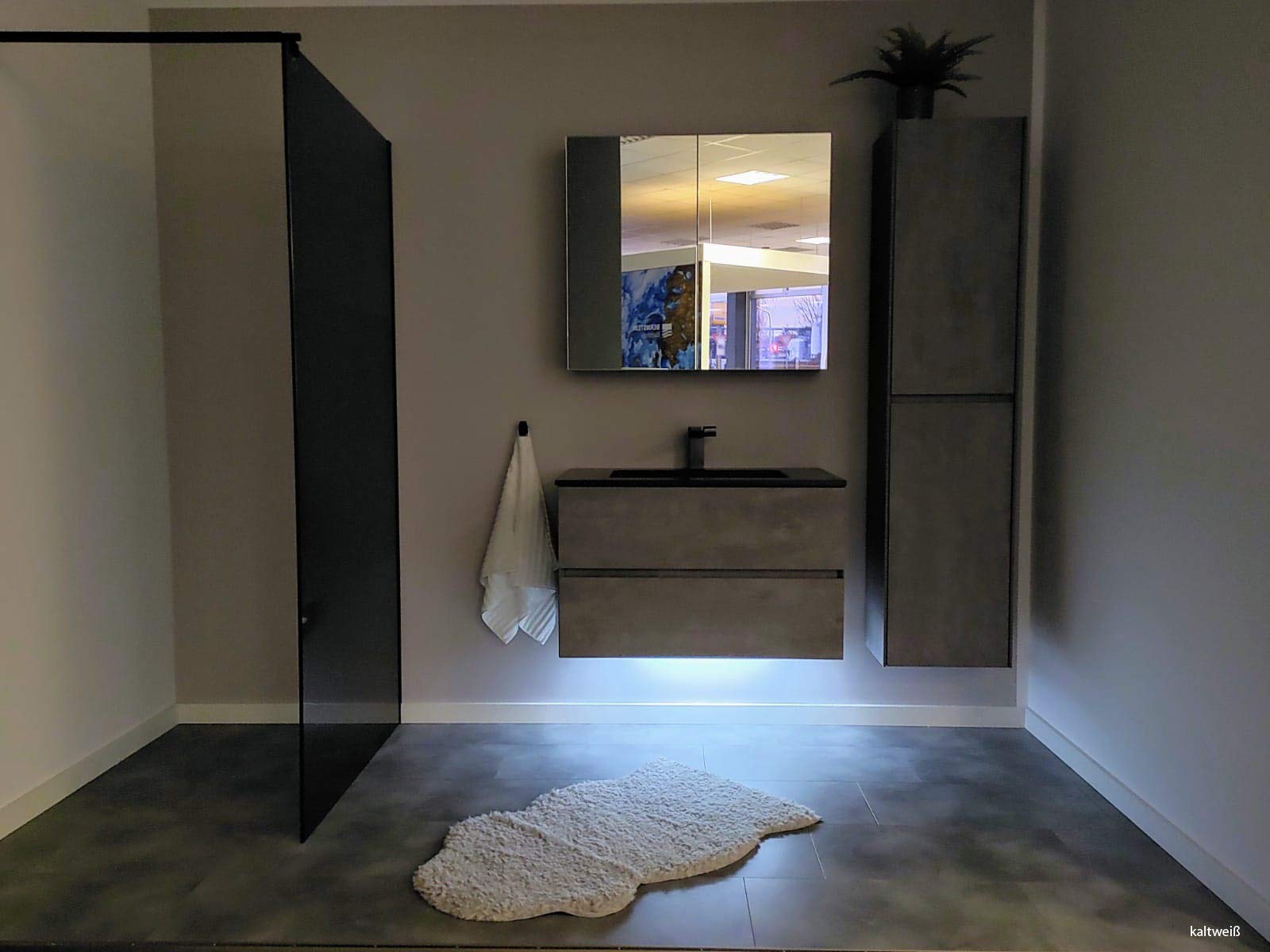 BERNSTEIN - Réglette éclairage bande LED lumineuse adhésive sous meuble de salle de bain Blanc froid 60cm - Aluminium - 6000K