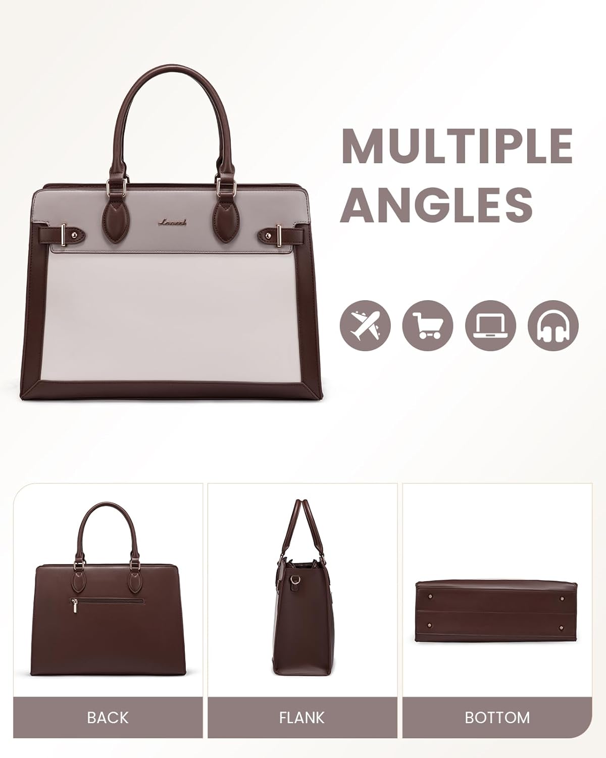 LOVEVOOK Laptop Bag for Women, 15.6 Inch Large PU Leather Tote Bag, Professional Teacher Work Bag, Waterproof Business Computer Briefcase, Shoulder Tote Purse for Office - Image 9