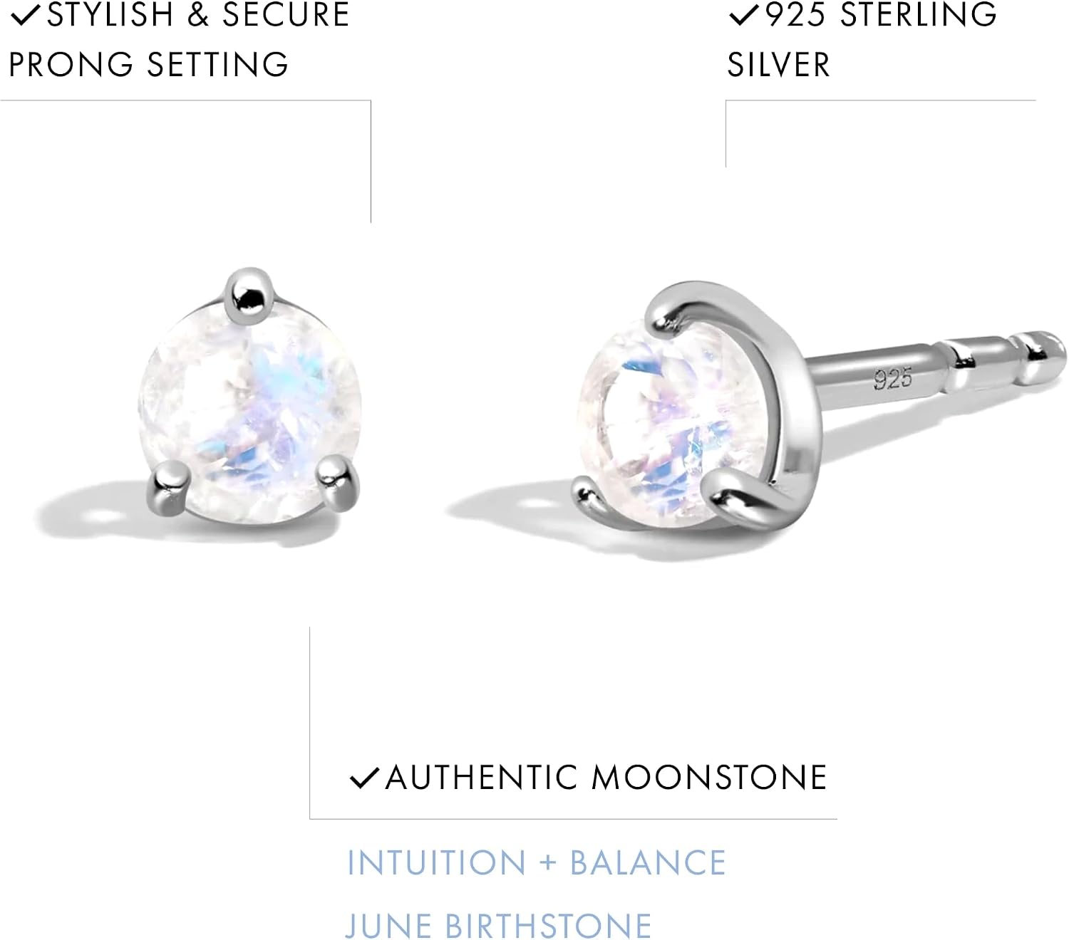 Moon Magic | Authentic Moonstone Earrings for Women | Black Obsidian, Onyx Earrings and studs| 18K Rose & Yellow Gold | Sterling Silver Moonstone Jewelry for women