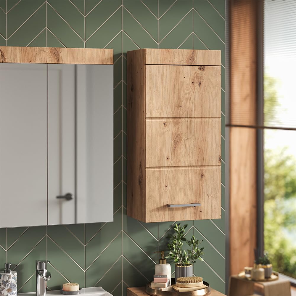 Vicco Badschrank Luna, Eiche Wotan, 37 x 77 cm, zur Wandmontage, kombinierbar mit weiteren Luna Möbeln