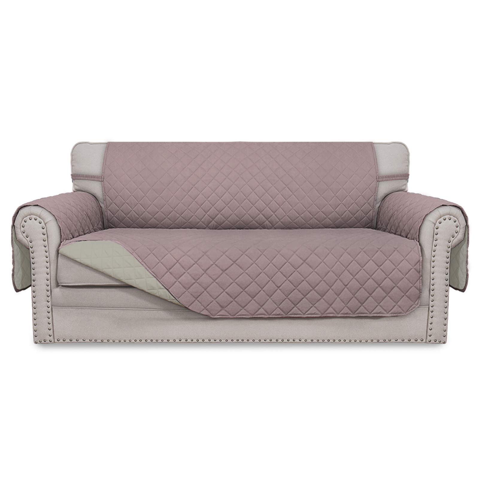 Easy-Going Reversible Couch Cover, 2 Cushion Sofa, Pink/Beige