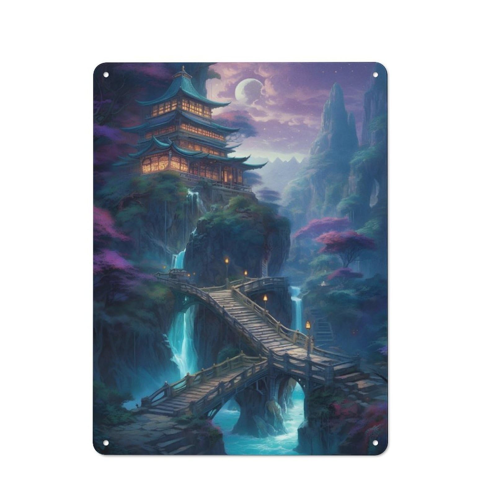 Junmoney Fantasy Landscape 16 For Garden Room Or Summerhouse, Vintage Tin Sign 40X30cm, A Metal Wall Feature For Garden Rooms And Summerhouses