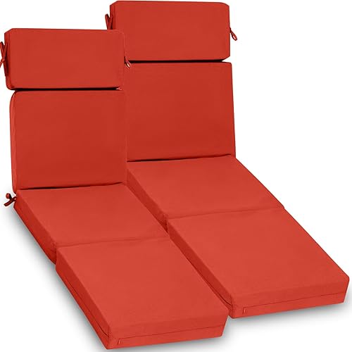 Miniatura 8 de Geelin Cojín de 2 piezas para silla exterior de 21 x 72 pulgadas, cojín de playa para asiento profundo, respaldo alto, cojín de patio, impermeable,