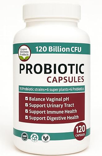 Miniatura 7 de Zyrene Probióticos 120 mil millones de UFC  15 cepas, 6 prebióticos y enzimas digestivas para memmujer  Salud digestiva y apoyo inmunológico