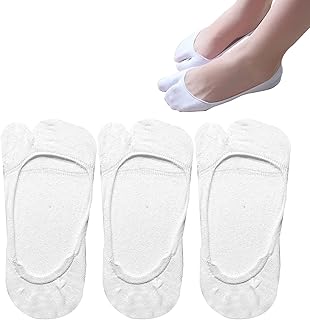 SUNTRADE Women Tabi No Show Socks, Non Slip Flip Flop Socks Low Cut Japanese Tabi Toe Socks, 3 Pairs