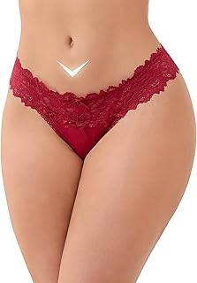 Sexy Lace G-String Thongs Panties Low Rise Underwear Undies for Women Cotton Crotch Cheeky Tangas Panties 4-18
