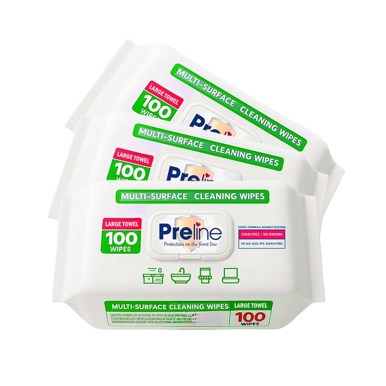 Bingo Reinigungstücher 100 Blatt 3er Pack - Feuchte Allzweck-Tücher Für Haushalt & Oberflächen