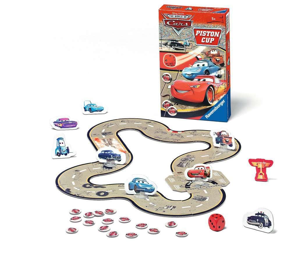 Ravensburger 23274 - Disney/Pixar Cars Piston Cup, Mitbringspiel für 2-4 Spieler, ab 5 Jahren, kompaktes Format, Reisespiel, Glücksspiel