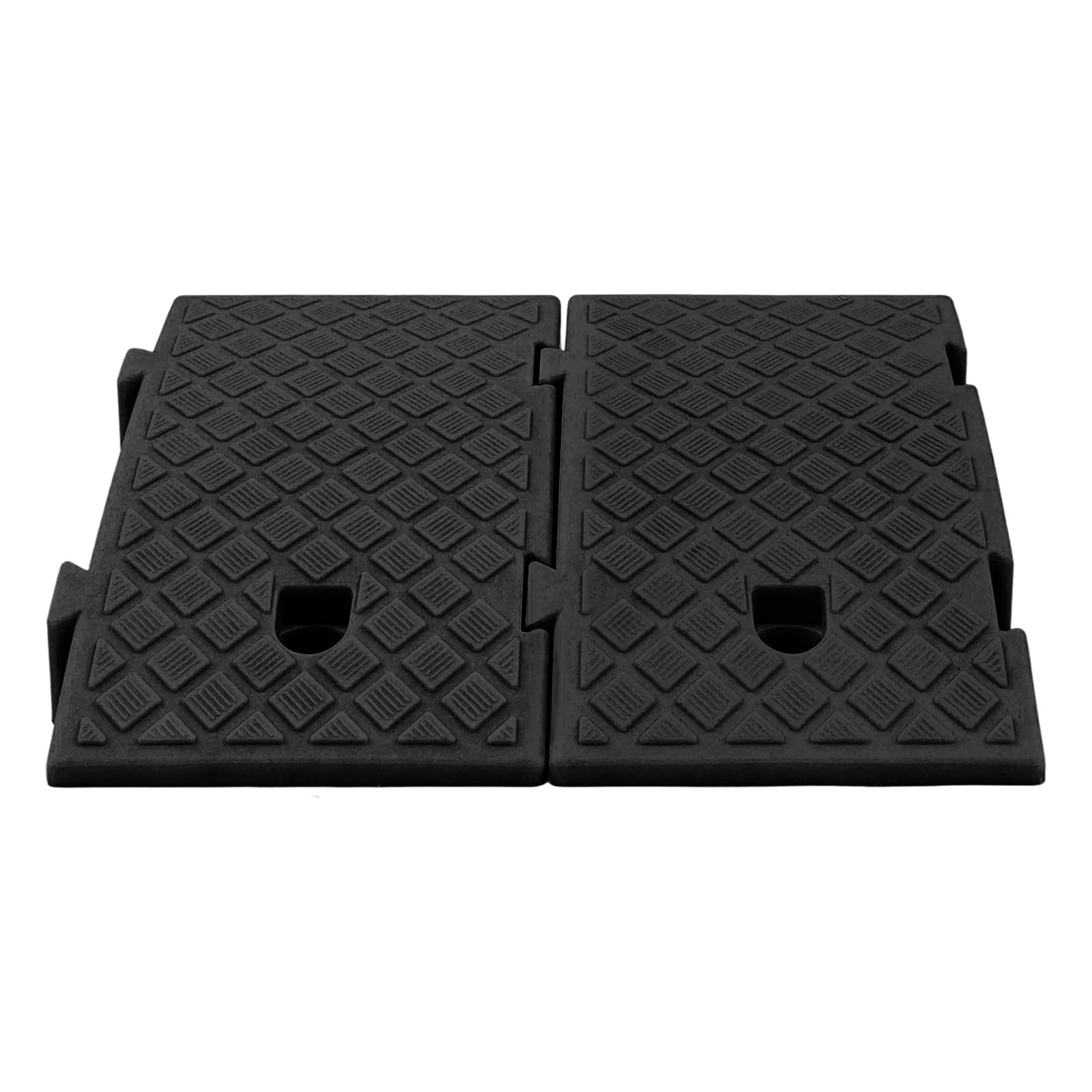 Juego de 2 rampas para bordillos, 16 cm de alto, de polietileno, resistentes a la intemperie, con drenaje, diseño antideslizante, rampa para umbrales para coche, motocicleta y silla de ruedas