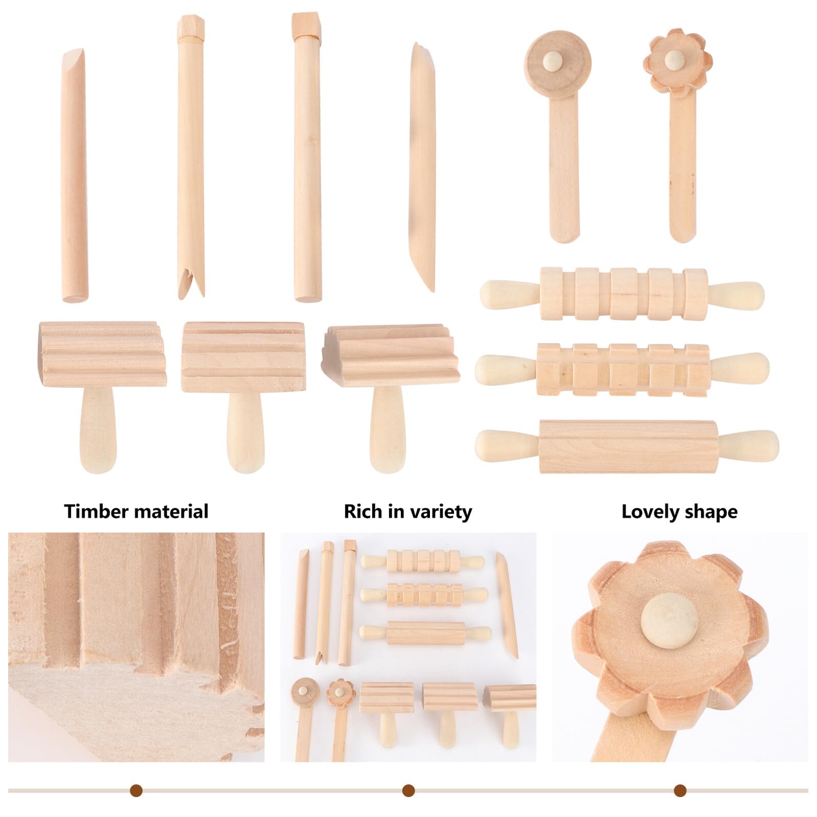BESTonZON Set Strumenti Fai da Te in Legno per Modellare Argilla e Plastilina 12 Pezzi Lisci e Sicuri per Kit per Modellazione Creativa e Progetti Artigianali