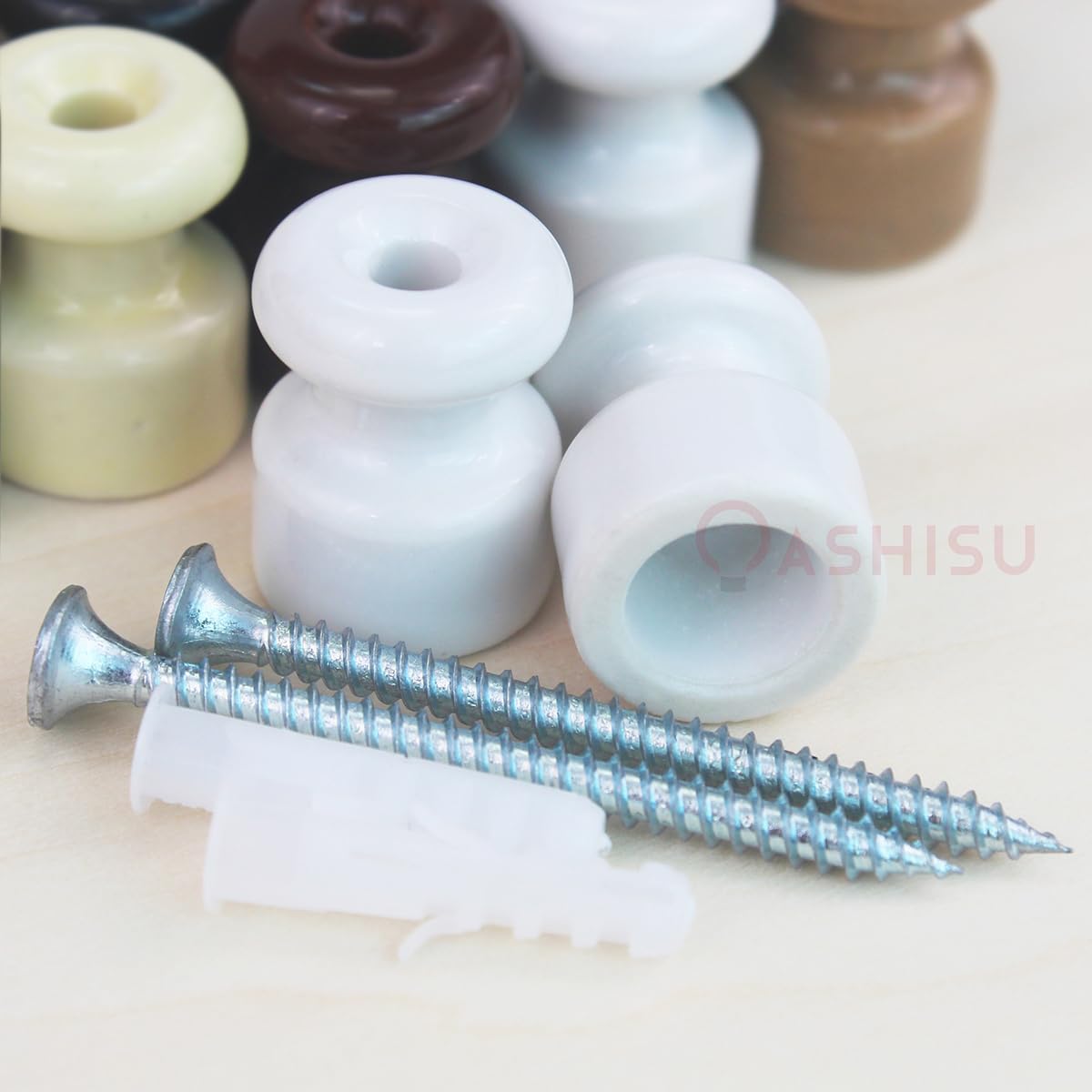 Lot De 25 Isolateurs En Porcelaine Pour Câble Tressé Textile