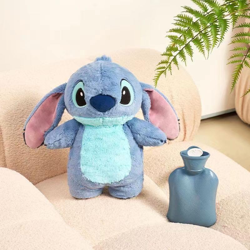 Image of Storescent Stitch Soft Toy with Hot Water Bag | Plush Cartoon Animal Toy for Comfort & Warmth | Multipurpose Plush Toy Hot Water Bag for Kids & Adults - Random Color 35cm
