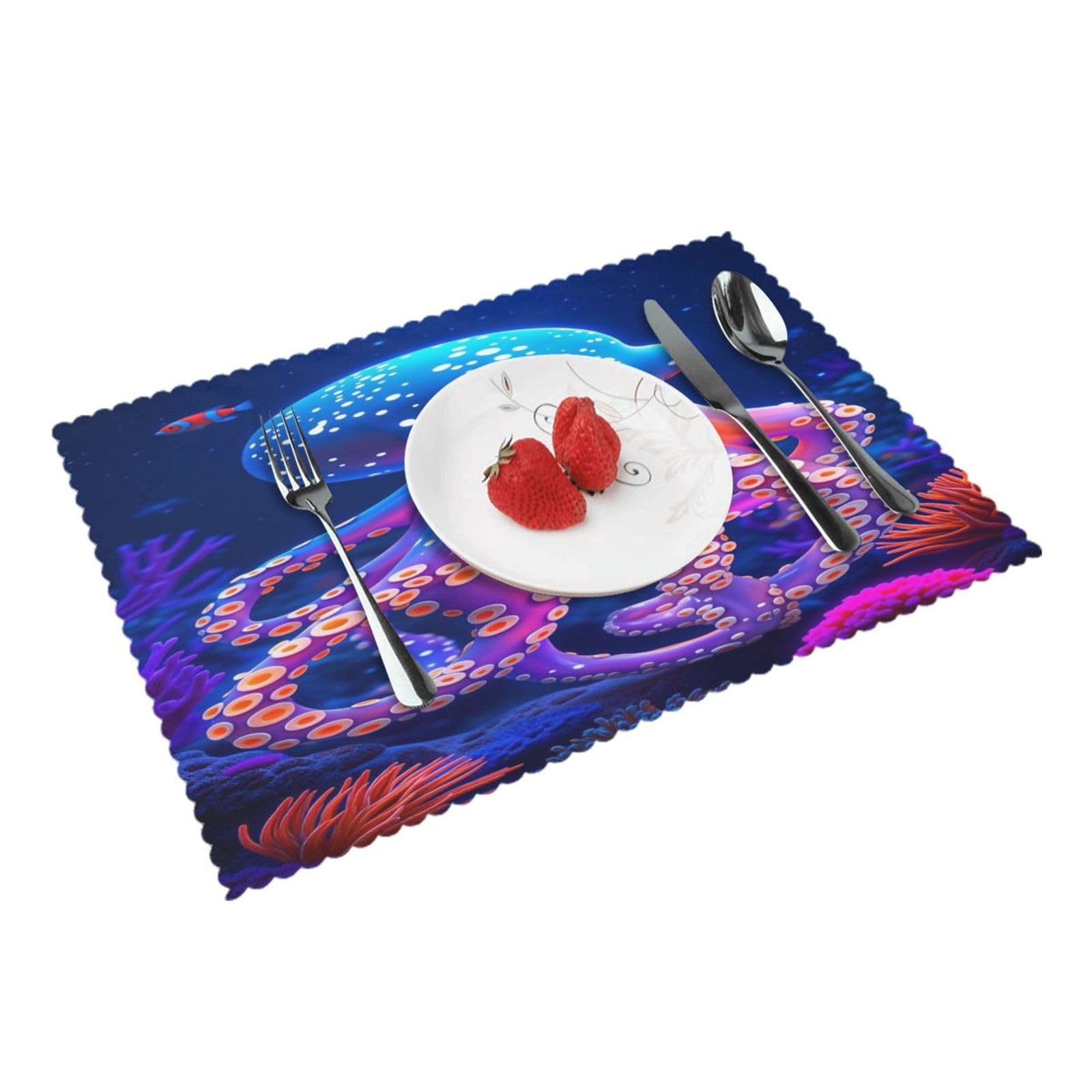 Colorful Octopus Placemats Set of 4 Print Table Mats Place Mats Table Decor for Kitchen Dining 12X18 in