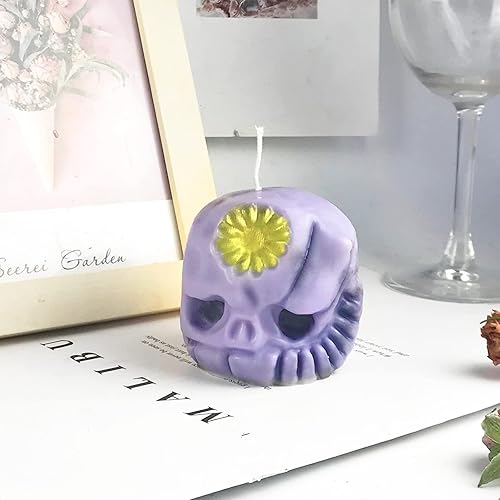 Miniatura 10 de PEVOGON Molde de vela de calavera de calabaza para hacer velas, molde de silicona 3D para fundición de resina, bricolaje yeso, arcilla polimérica,