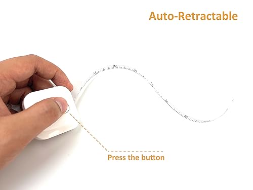 Miniatura 5 de Cinta métrica retráctil blanca de doble unidad de 60 pulgadas para pérdida de peso corporal, tela de costura, tela de sastre